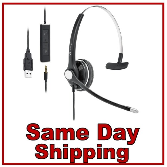 Other - NIB - Mono Wired-Headset with Noise-Cancelling Microphone - 3.5MM+USB-A Mono
